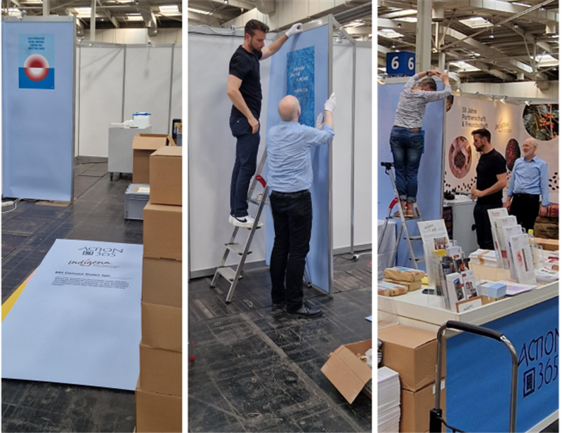 Stück für Stück entfaltet sich die Gestaltung des Standes (Foto: privat)