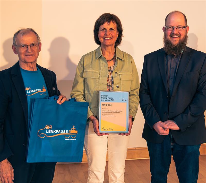 Das Projekt „Lenkpause“ wurde an diesem Abend durch (v.l.n.r.): Xaver Müller, Heike Gotzmann und Klaus Käfer vertreten. Mit einer umfangreichen Präsentation konnten die Gäste einen Einblick in die Arbeit bekommen.